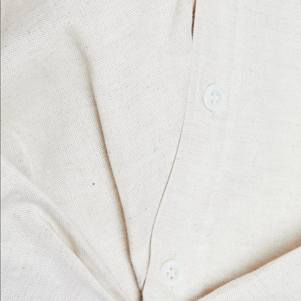 Jacquemus Mejean Cropped Twisted Cotton and Linen-Blend Shirt Neutrals FR40 - Picture 9 of 14
